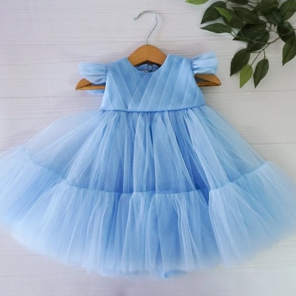 Custom Etsy Other - EUC Handmade by Ntyravska Design Light Blue Tulle Cap Sleeve Dress